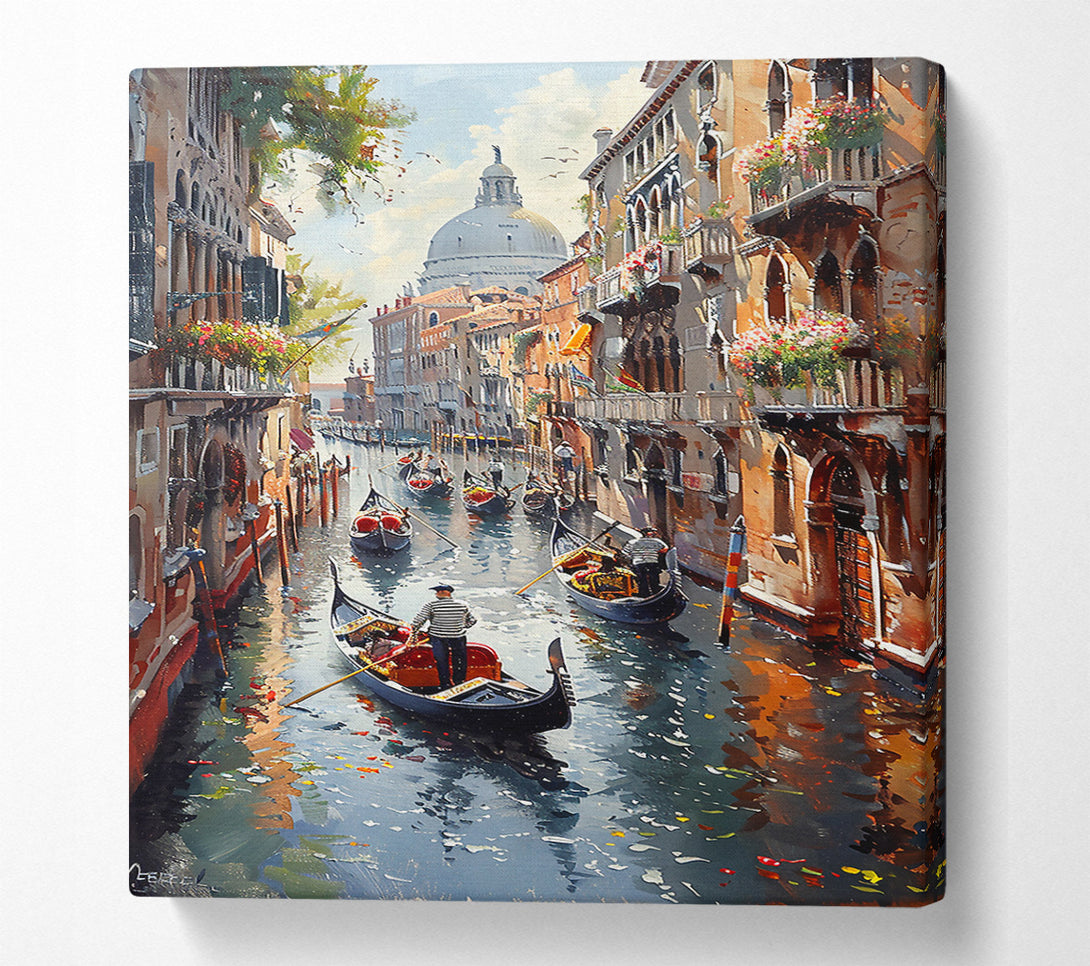  A Canvas Print of Golden Gondola Reflections Canvas Print