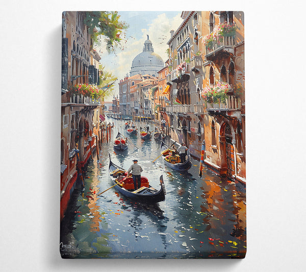  A Canvas Print of Golden Gondola Reflections Canvas Print