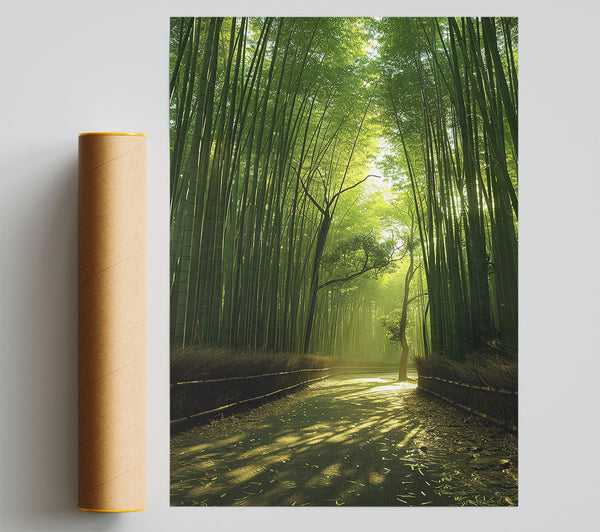Golden Bamboo Path Print