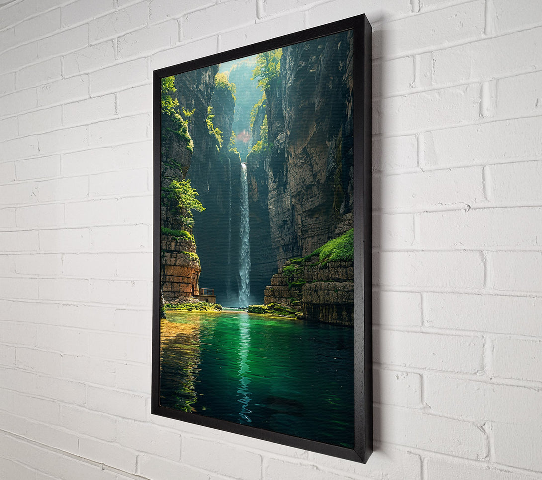  A Canvas Print of Emerald Waterfall Canyon Canvas Art