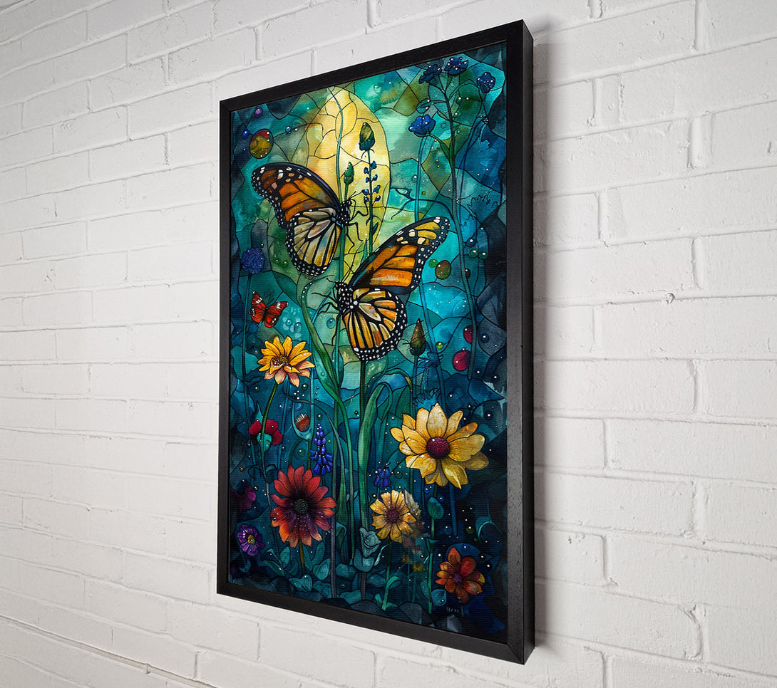  A Canvas Print of Teal Butterfly Garden Canvas Art