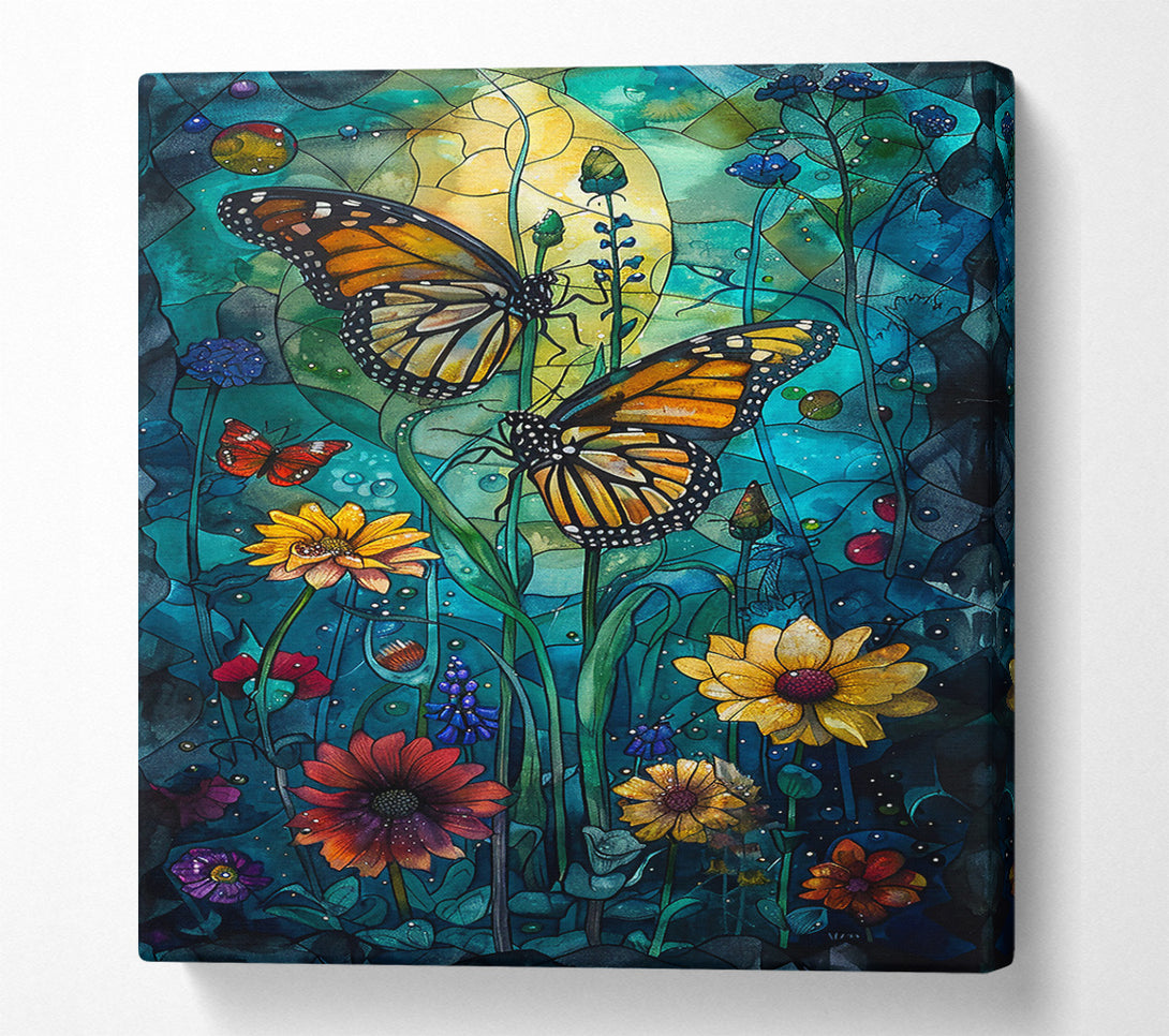  A Canvas Print of Teal Butterfly Garden Canvas Art