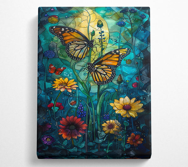  A Canvas Print of Teal Butterfly Garden Canvas Art