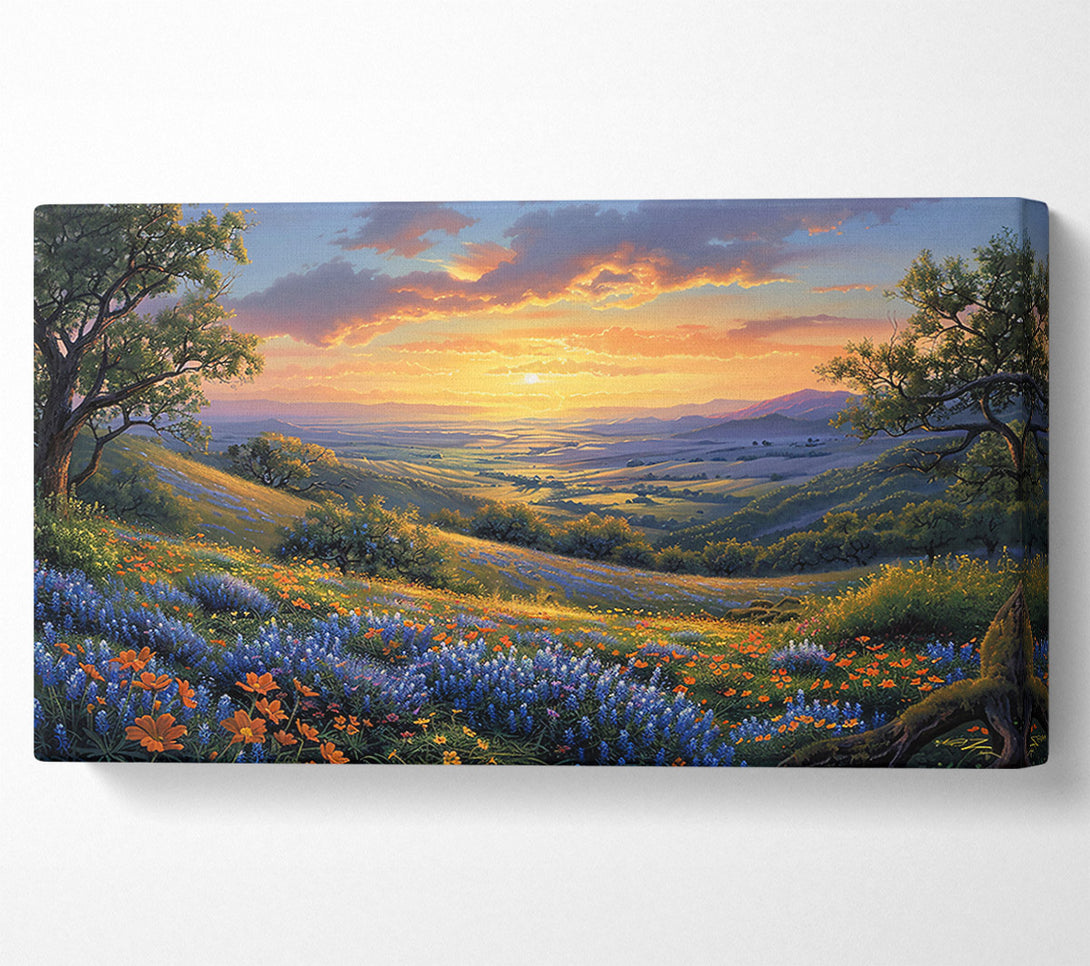  A Canvas Print of Golden Sunset Valley Canvas Wall Art