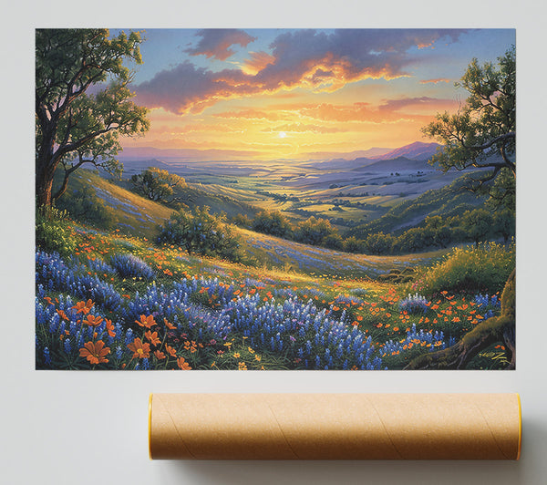 Golden Sunset Valley Giclee Print