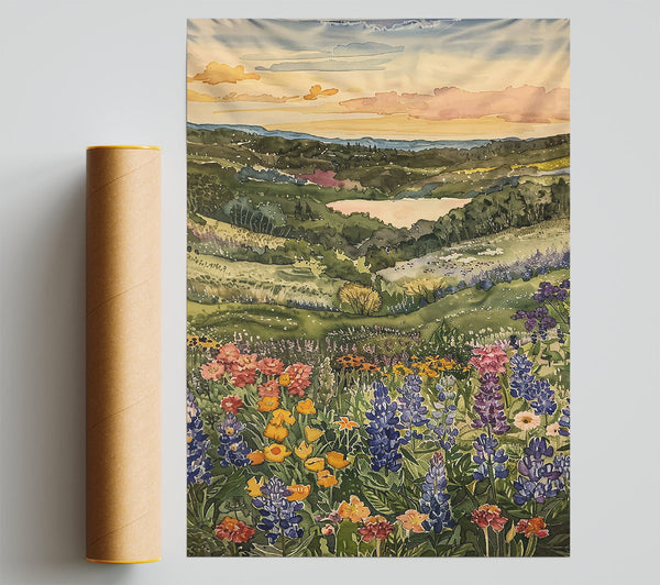 Bluebell Valley Sunset Poster