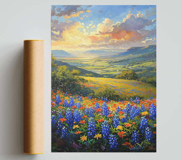Bluebonnet Valley Sunset Print