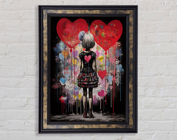 Graffiti Heart Girl Framed Print