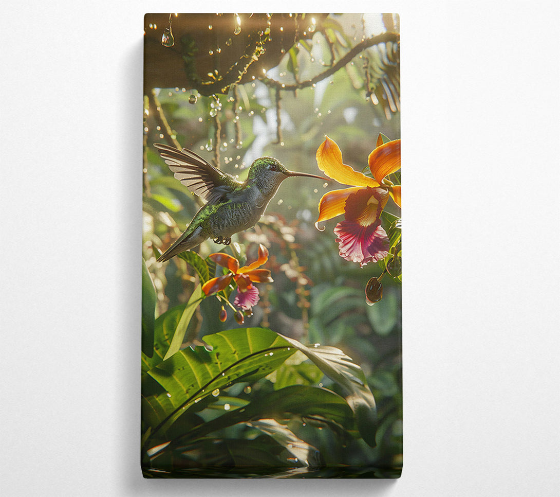  A Canvas Print of Golden Hummingbird Rain Canvas Art