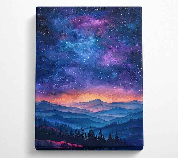  A Canvas Print of Blue Night Mountains Canvas Print