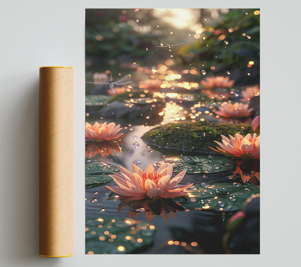 Golden Pond Lilies Poster