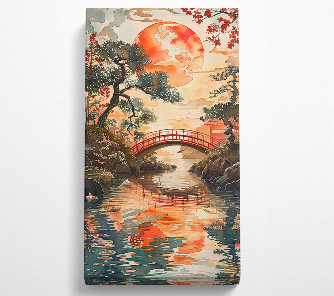  A Canvas Print of Crimson Bridge Reflections Canvas Print