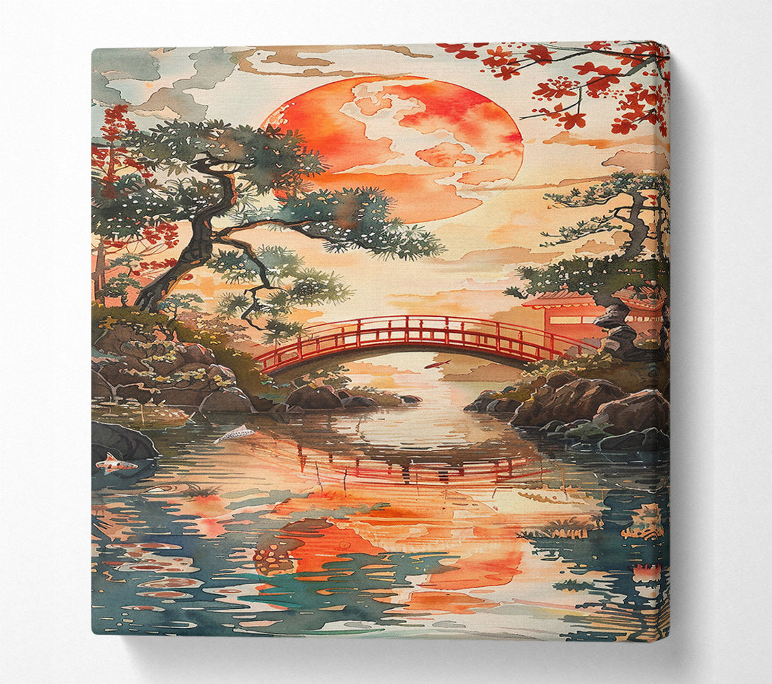  A Canvas Print of Crimson Bridge Reflections Canvas Print