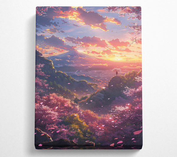  A Canvas Print of Pink Sunset Mountain View Canvas Wall Art