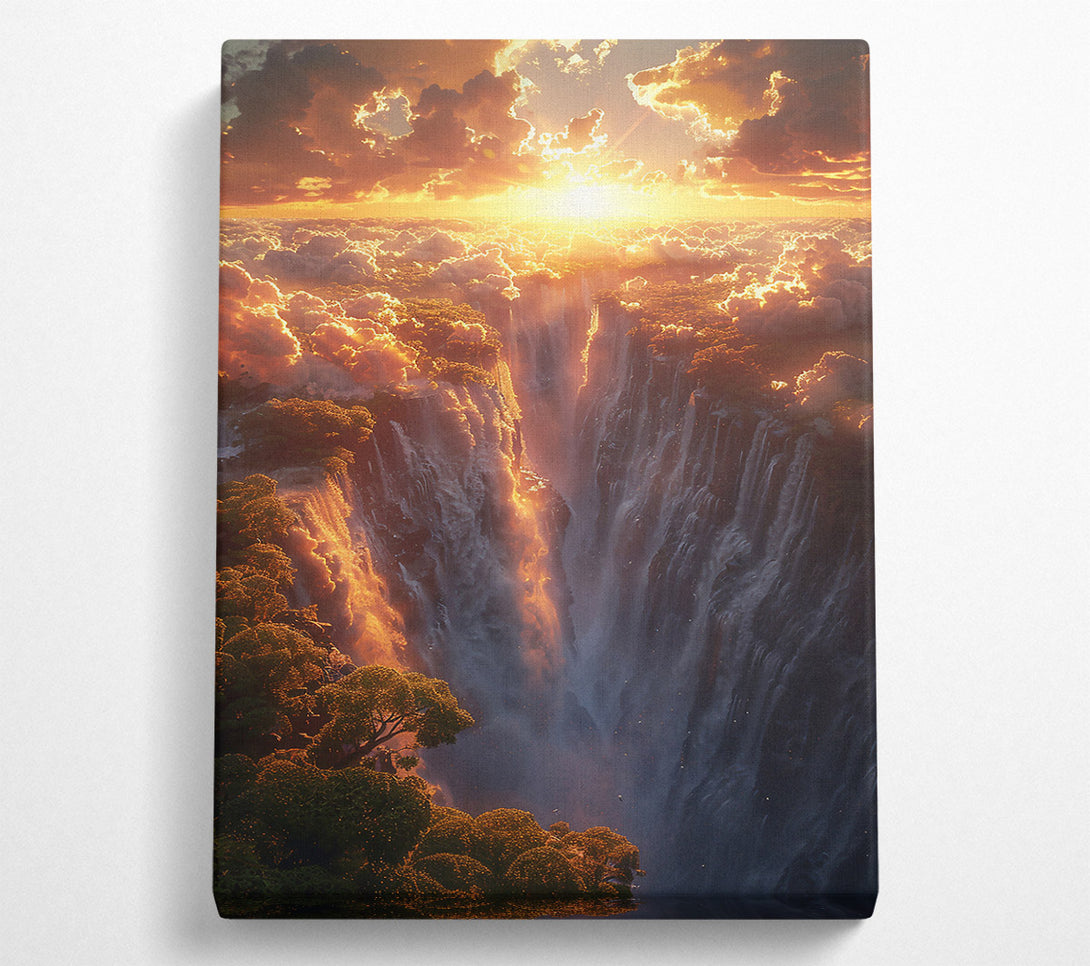  A Canvas Print of Golden Waterfall Dreams Canvas Print
