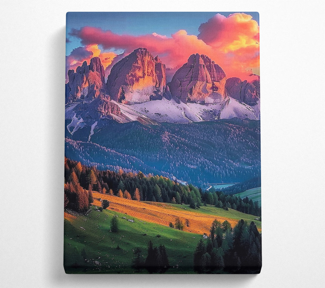  A Canvas Print of Orange Sunset Peaks Canvas Wall Art