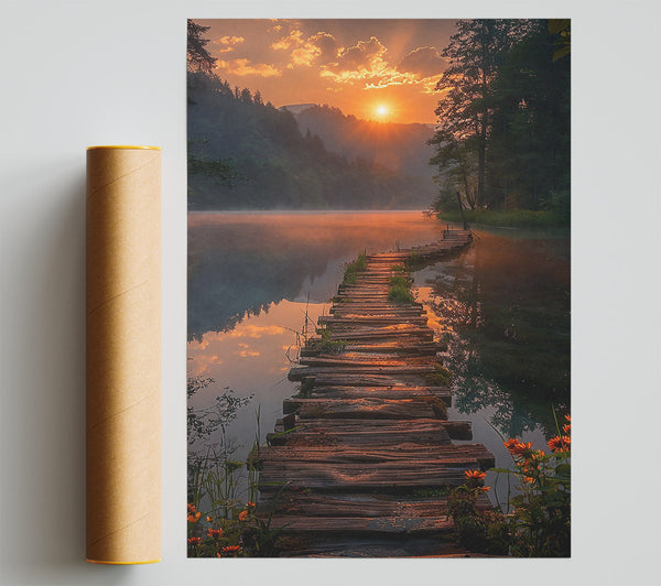 Golden Sunset Bridge Print
