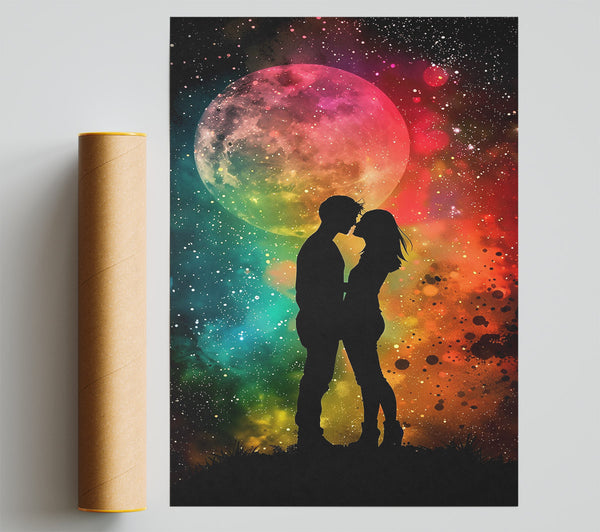 Orange Cosmic Kiss Poster