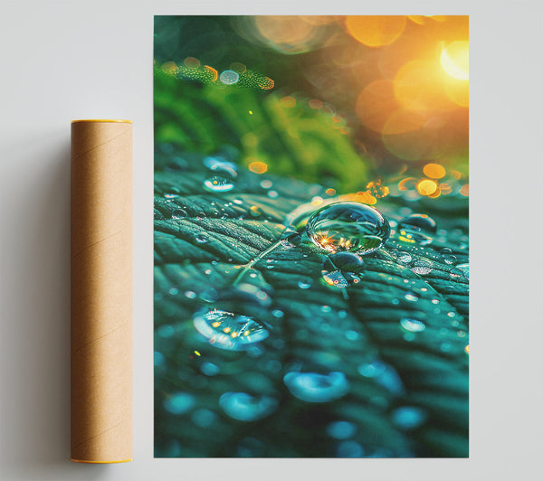 Teal Dewdrop Reflections Print