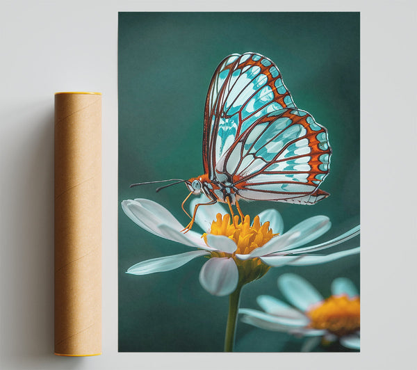 Azure Butterfly Bloom Poster