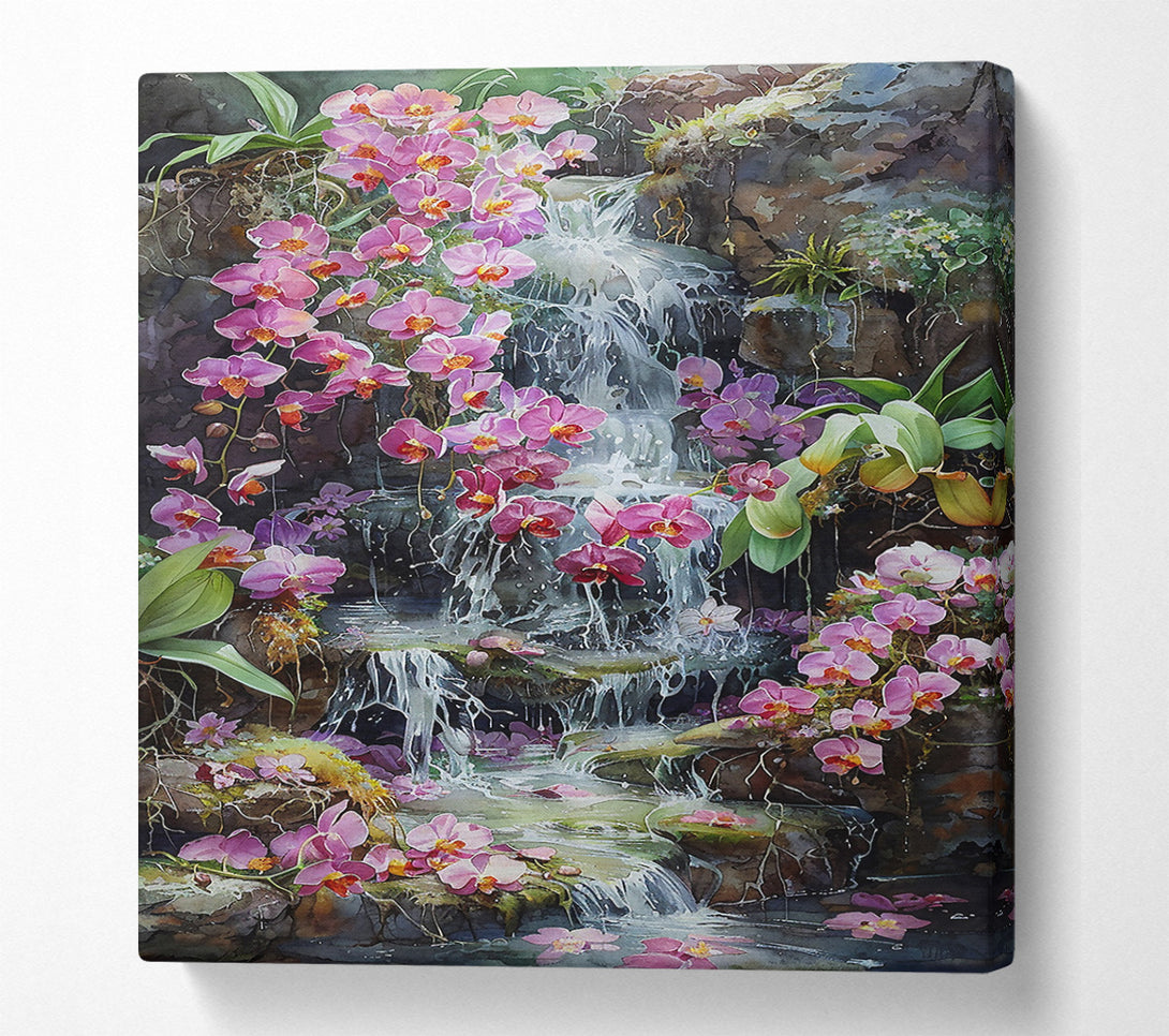 A Canvas Print of Pink Waterfall Paradise Canvas Art