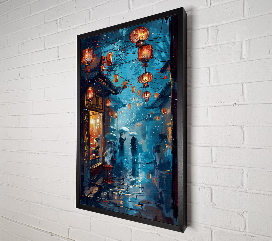  A Canvas Print of Blue Lanterns In The Rain Canvas Wall Art