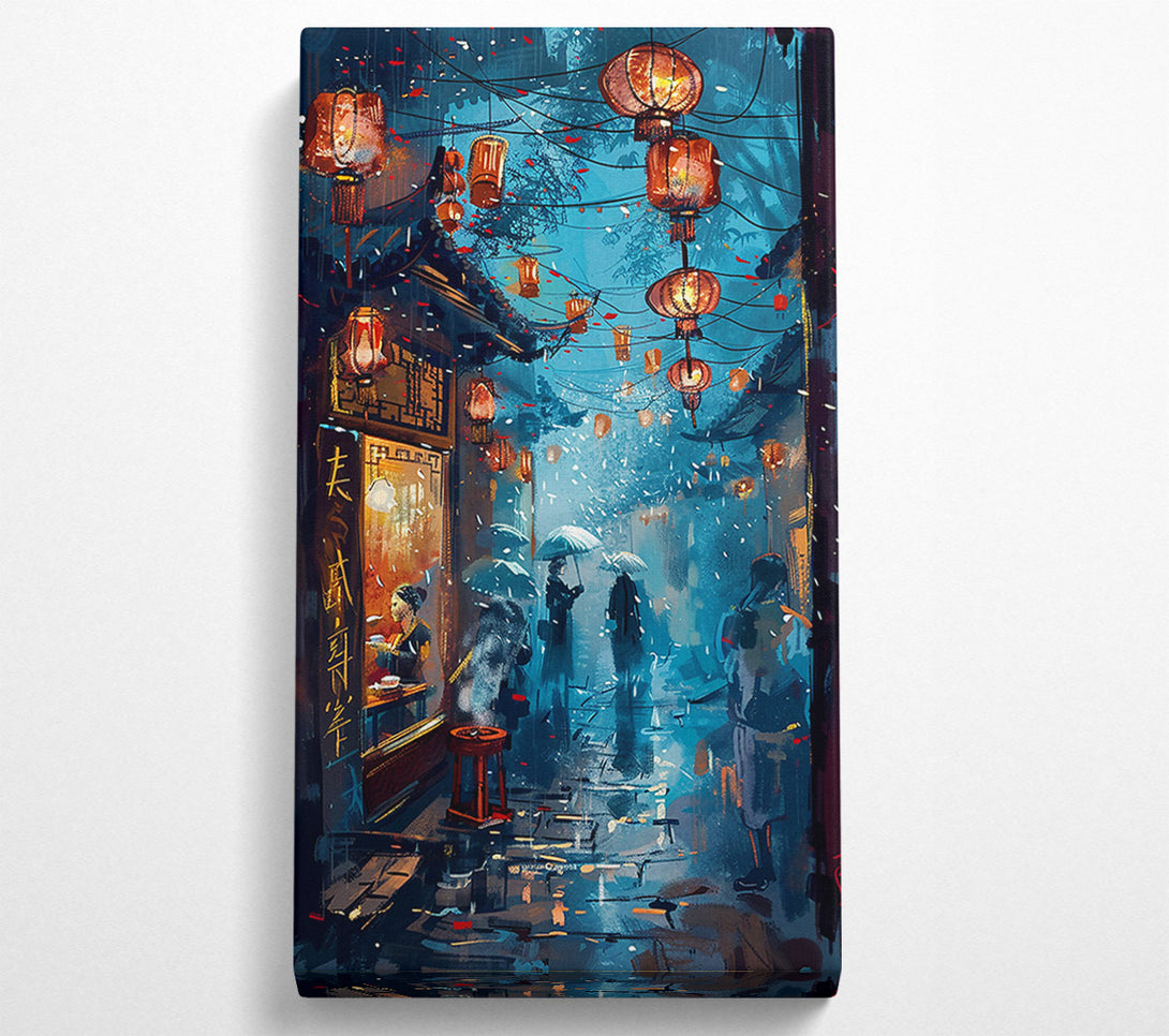  A Canvas Print of Blue Lanterns In The Rain Canvas Wall Art