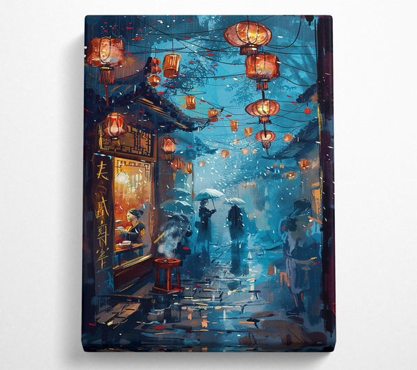  A Canvas Print of Blue Lanterns In The Rain Canvas Wall Art
