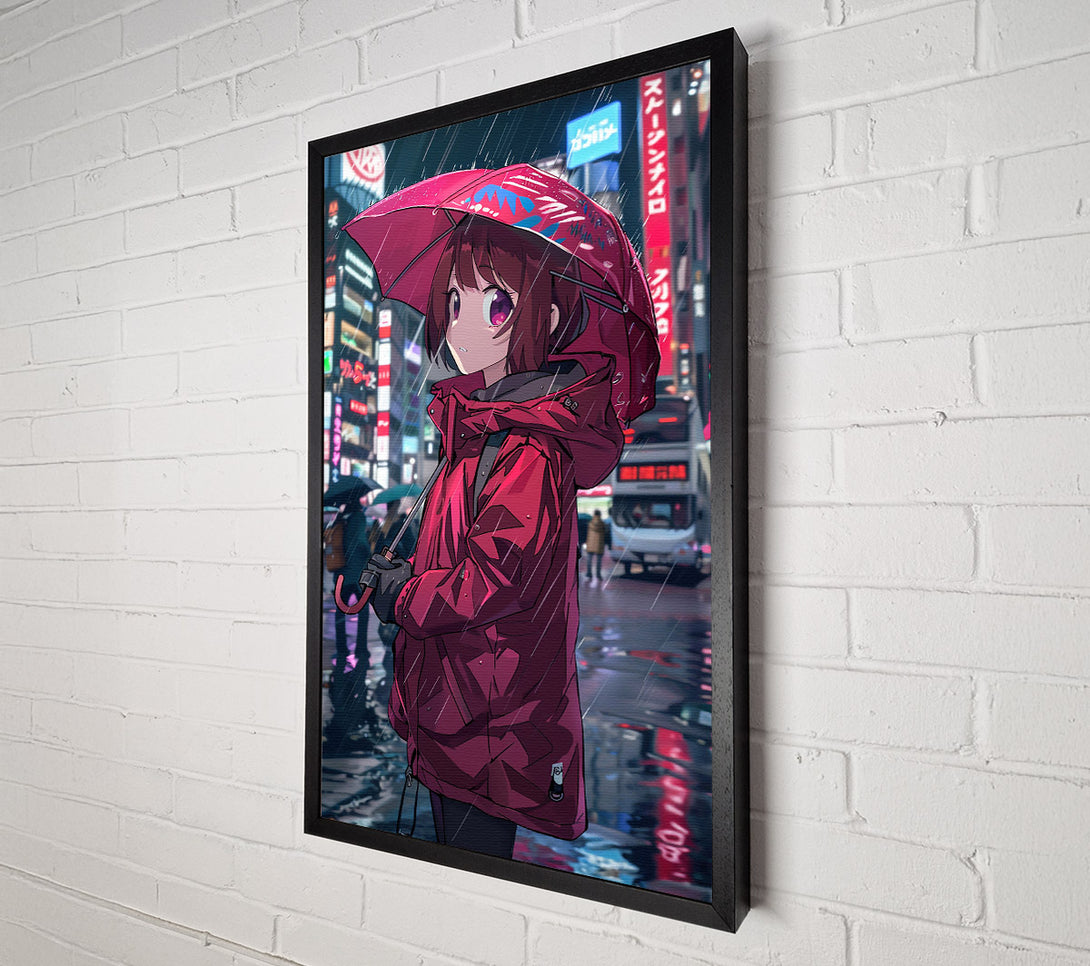  A Canvas Print of Crimson Rain City Canvas Print