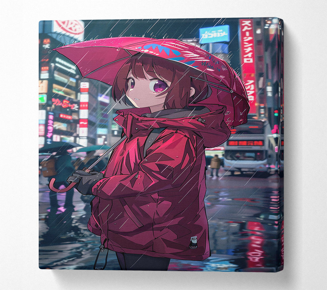  A Canvas Print of Crimson Rain City Canvas Print
