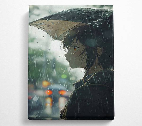  A Canvas Print of Green Umbrella Rain Canvas Art
