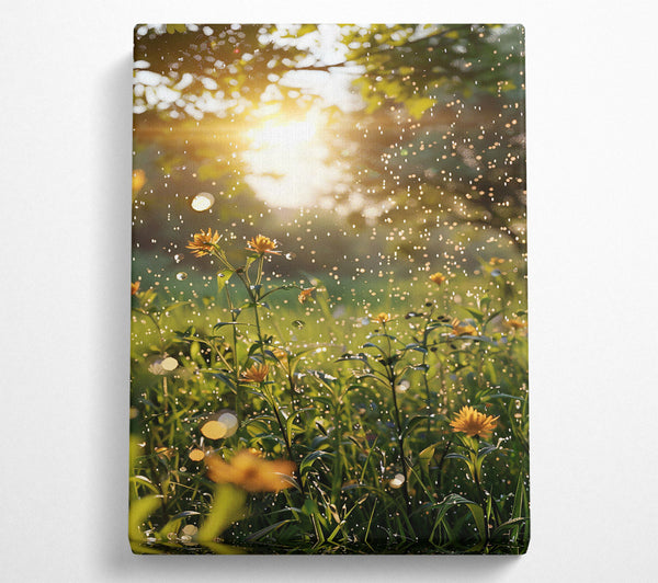  A Canvas Print of Golden Raindrops Glow Canvas Wall Art