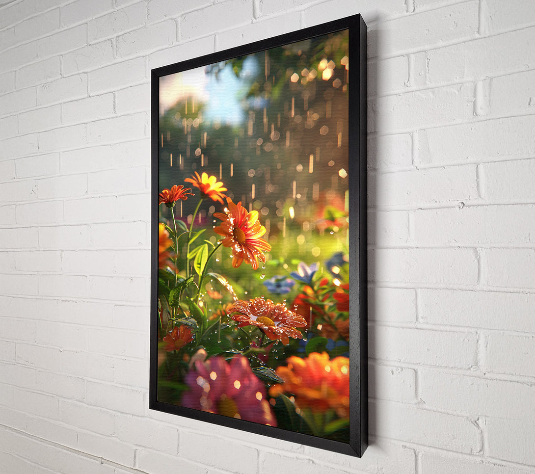  A Canvas Print of Orange Blooms In The Rain Canvas Wall Art