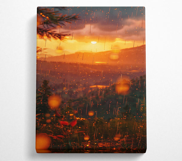  A Canvas Print of Golden Rain Sunset Canvas Print