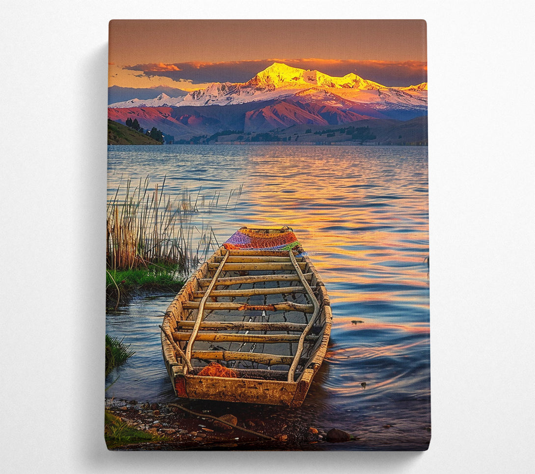  A Canvas Print of Golden Sunset Boat Canvas Wall Art