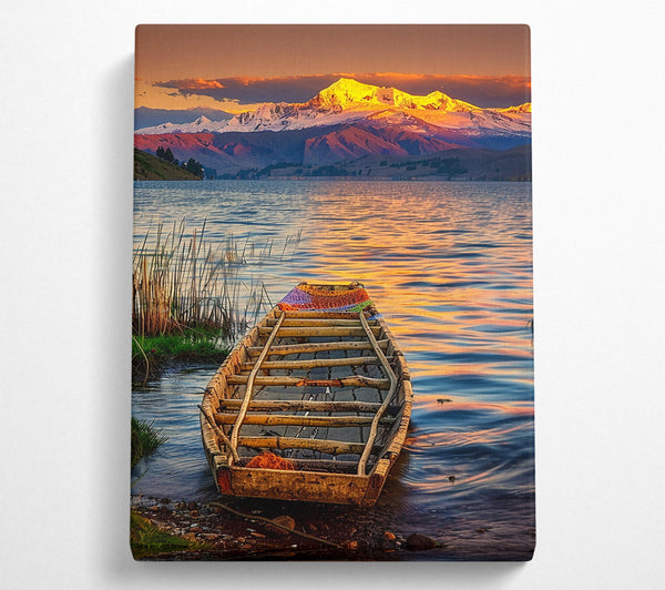 A Canvas Print of Golden Sunset Boat Canvas Wall Art