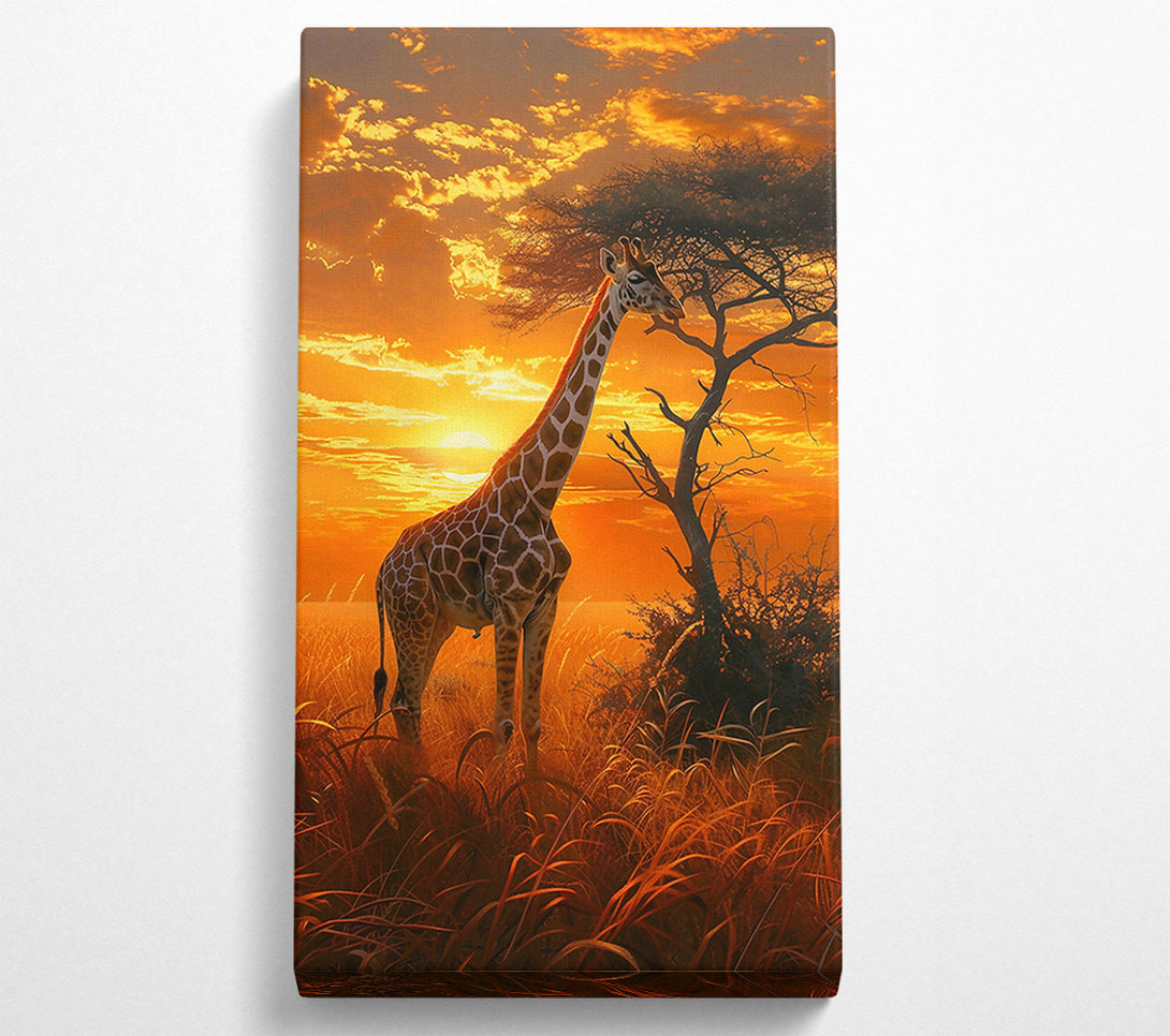  A Canvas Print of Golden Giraffe Sunset Canvas Art