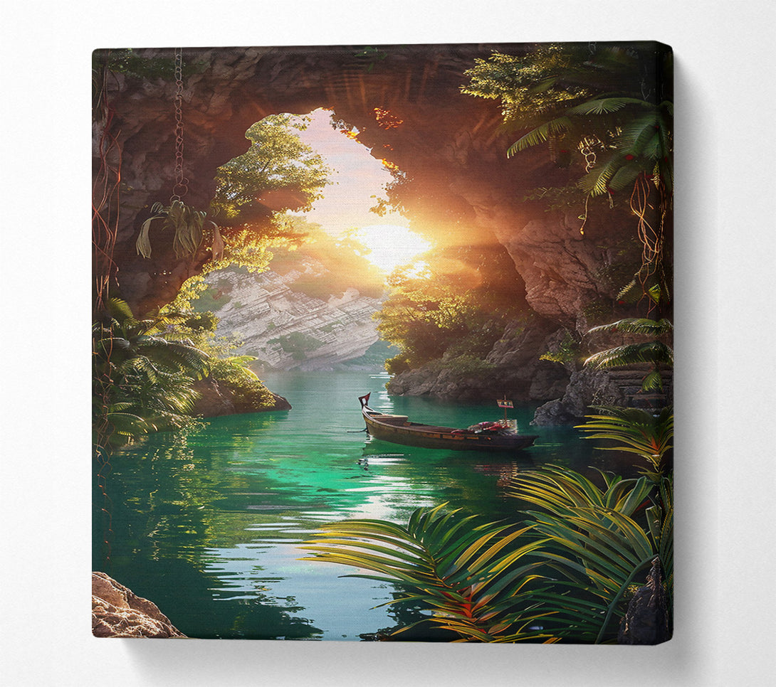  A Canvas Print of Emerald Lagoon Sunset Canvas Print
