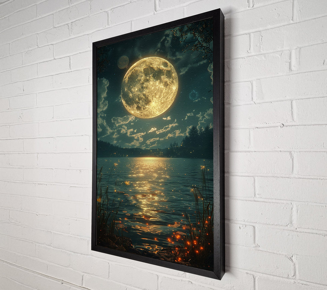  A Canvas Print of Golden Moon Reflections Canvas Wall Art