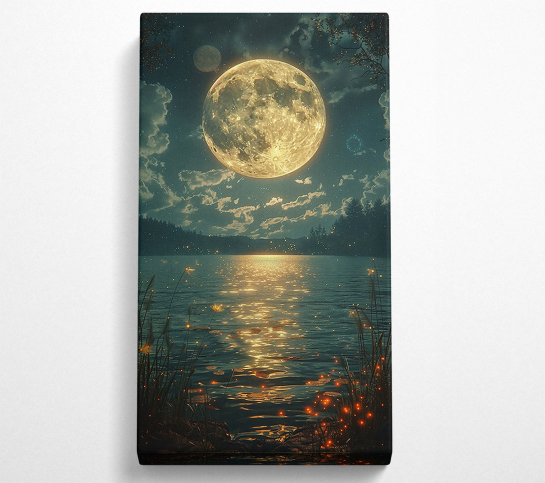  A Canvas Print of Golden Moon Reflections Canvas Wall Art