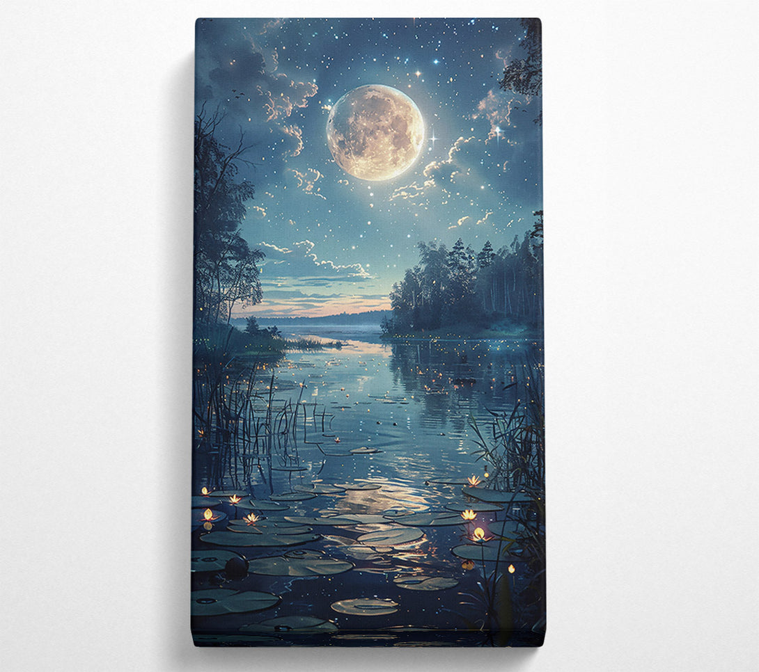  A Canvas Print of Azure Moonlit Lake Canvas Wall Art