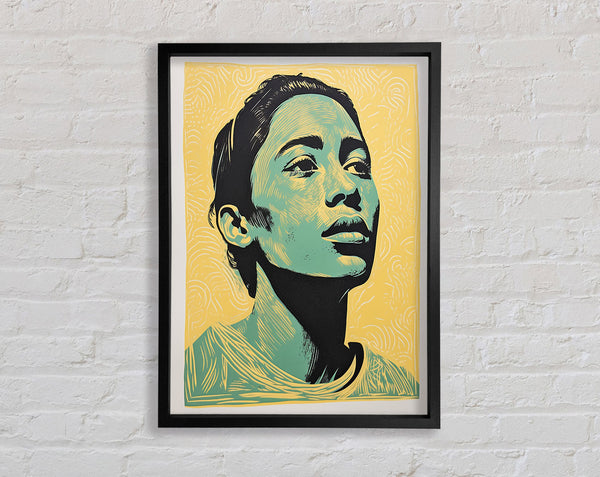 Green And Black Woman Framed Print
