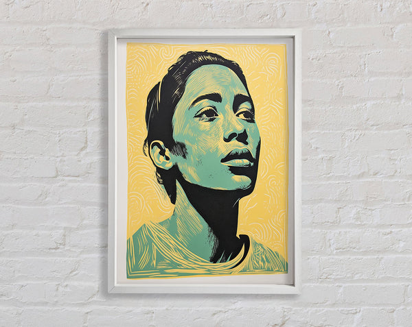 Green And White Woman Framed Print