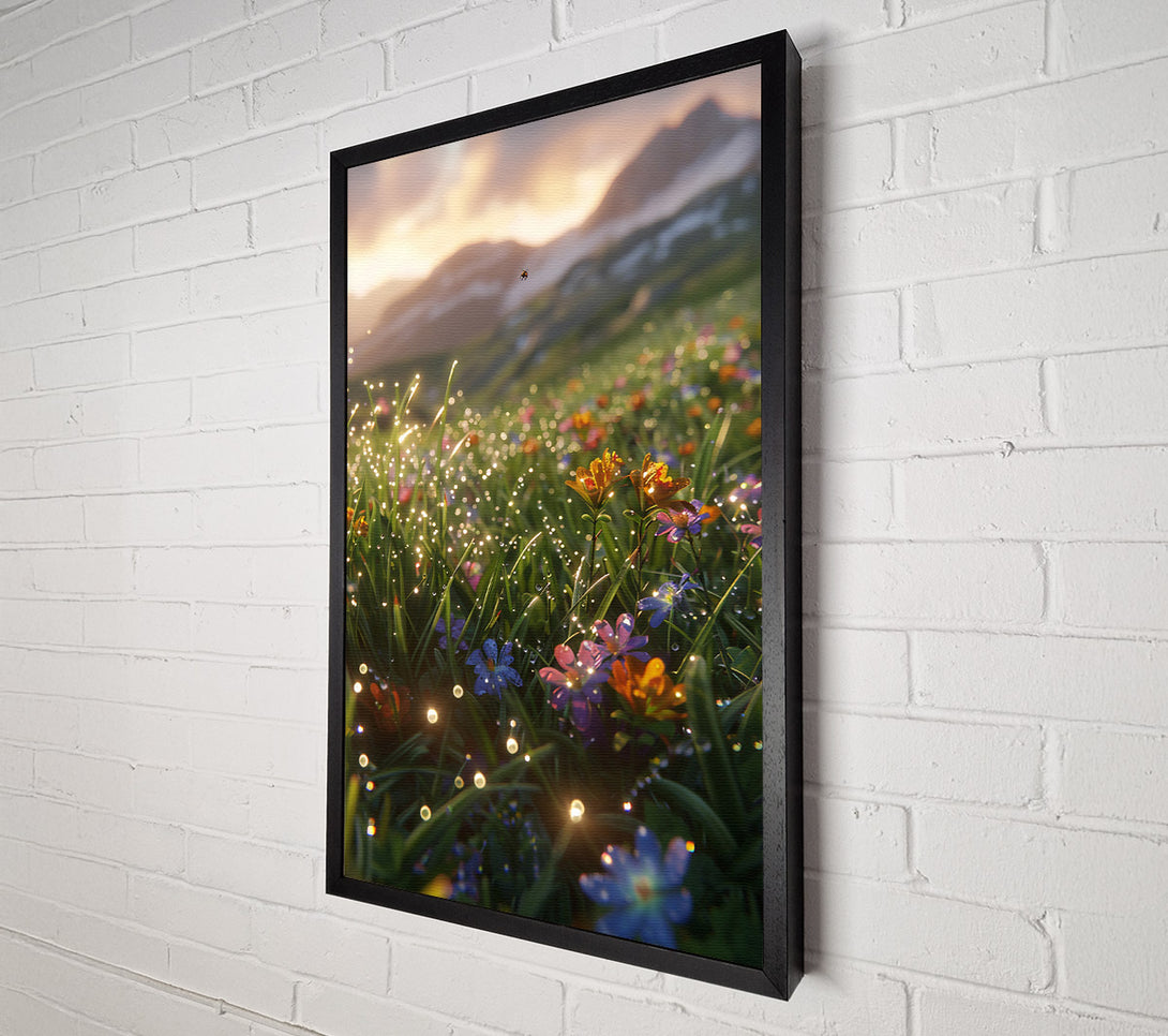  A Canvas Print of Golden Dewy Meadow Canvas Art