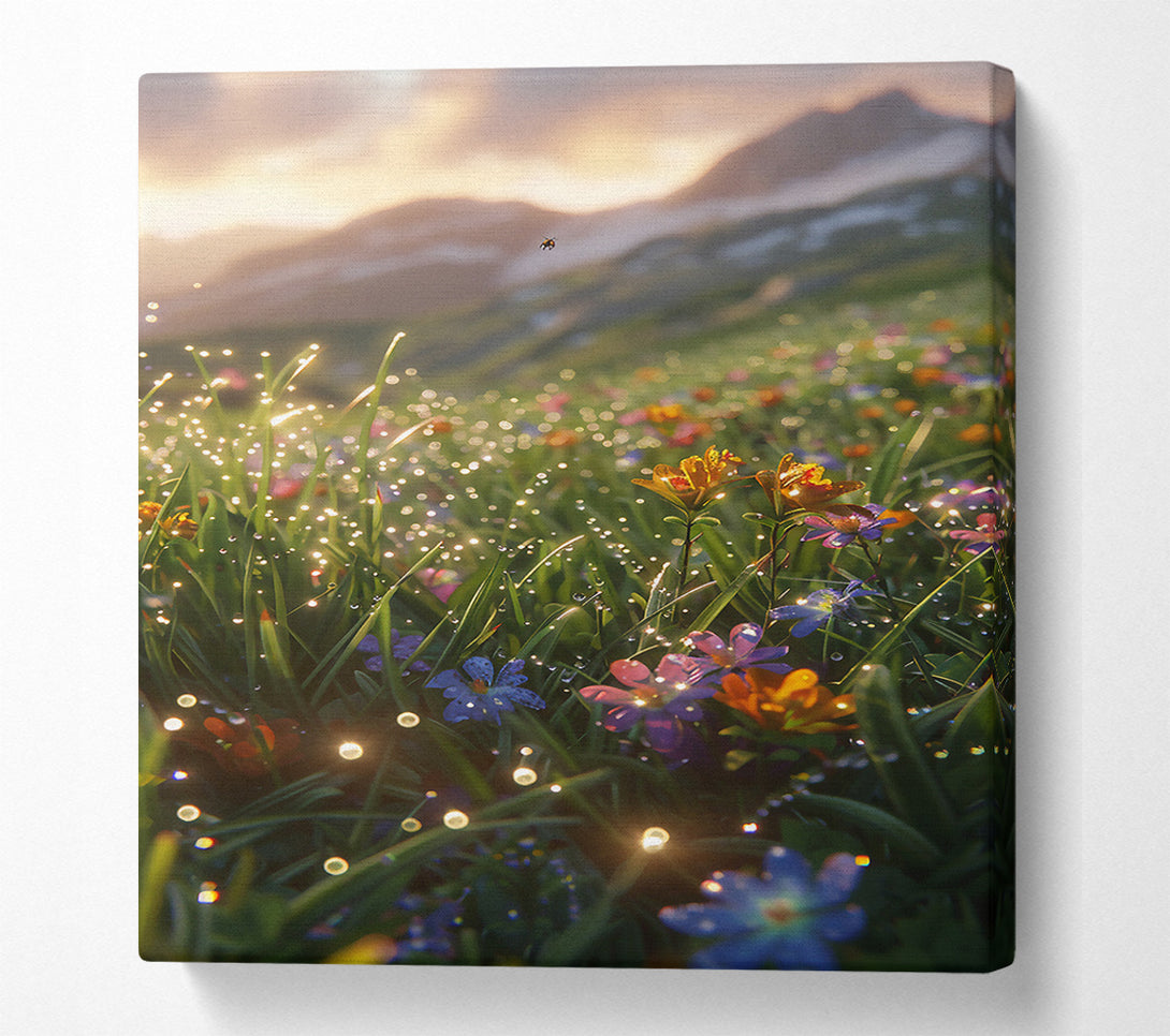 A Canvas Print of Golden Dewy Meadow Canvas Art