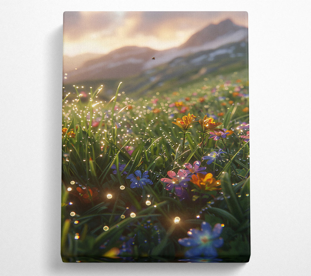  A Canvas Print of Golden Dewy Meadow Canvas Art