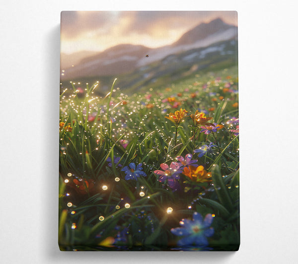  A Canvas Print of Golden Dewy Meadow Canvas Art
