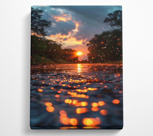  A Canvas Print of Golden Water Reflection Canvas Wall Art