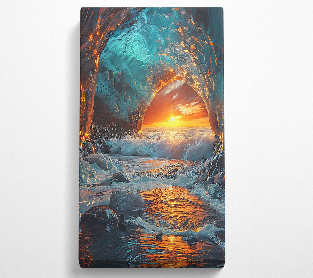  A Canvas Print of Golden Sunset Cave Canvas Art