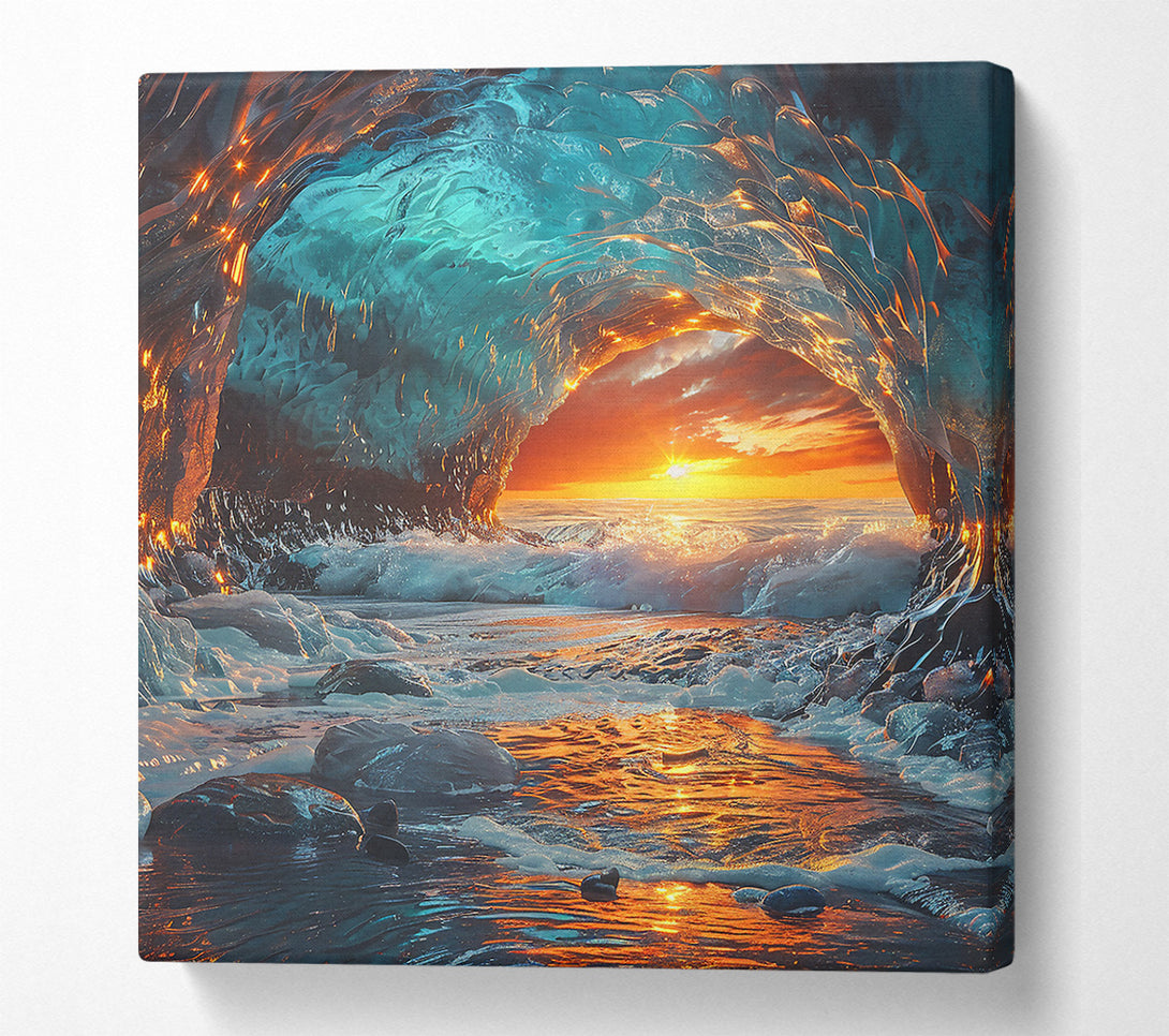  A Canvas Print of Golden Sunset Cave Canvas Art